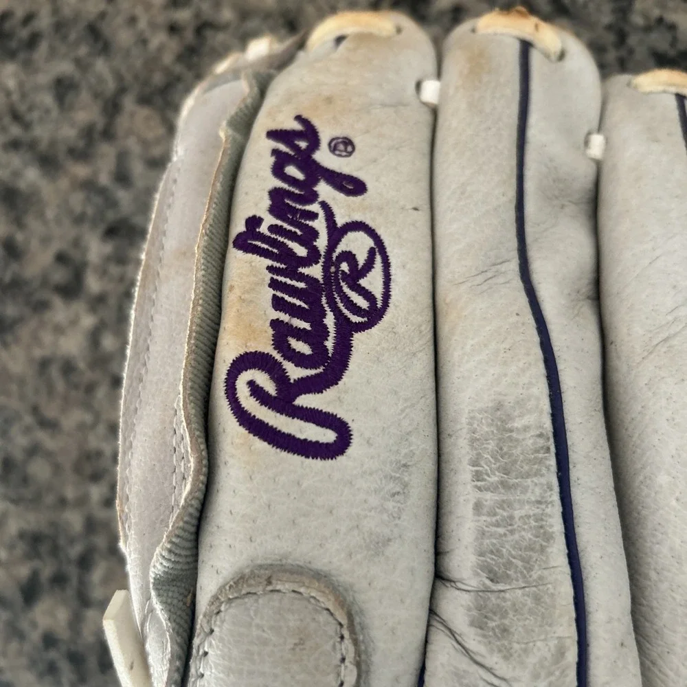 Rawlings Youth LHT 12 Inch Sure Catch Softball/Baseball Glove - Grey Purple Used
